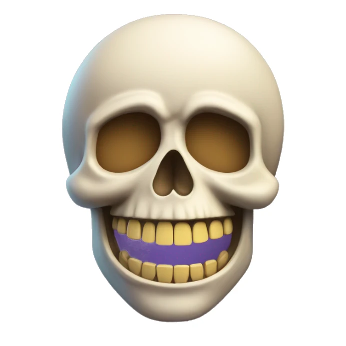 skull with prominent teeth coin sticker