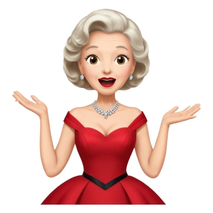 Older woman – elegant gown, 50s, diva, red dress, expressive singing pose sticker