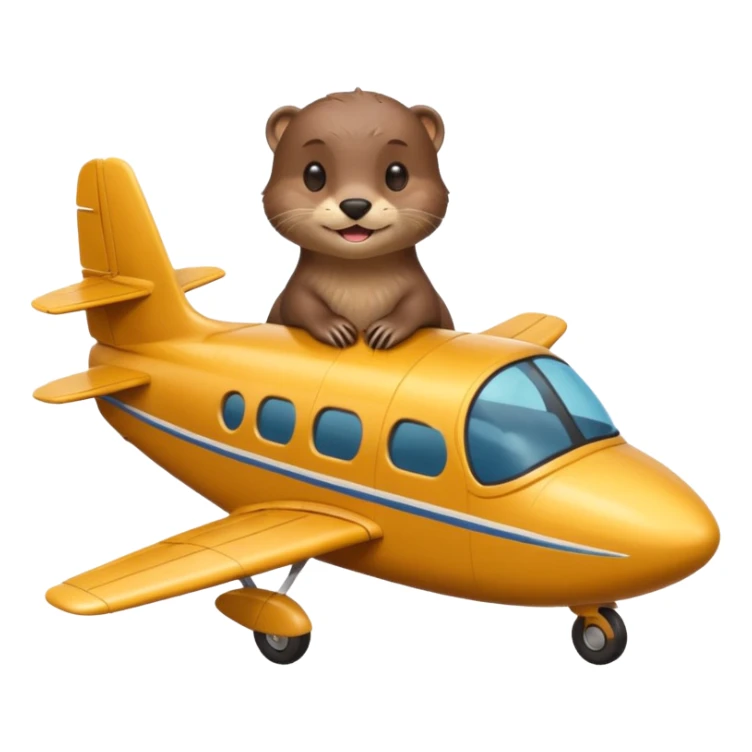 Otter sitting on top of airplane sticker