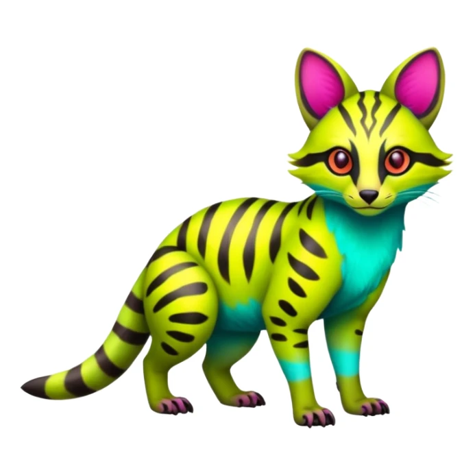  randomly colored colorful light cute lush neon-colored brightly colored Fakémon-Fionbri-Vernid-Genet-creature with markings (full body) sticker