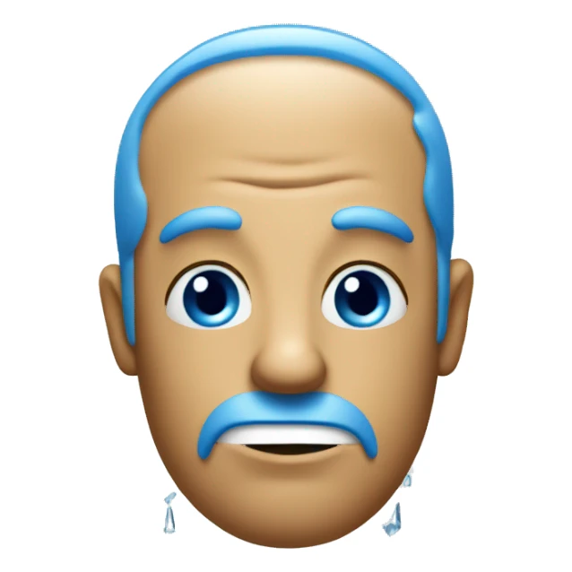 A blue face with ice on it, looking to the side deviously, with a small smirk smile sticker