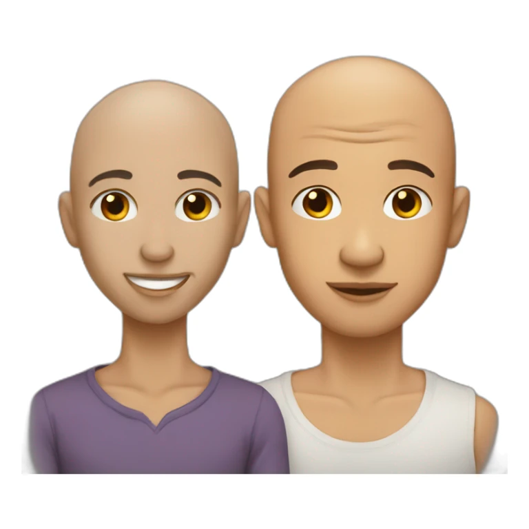A mixed race man Without hair kissing a brunette sticker