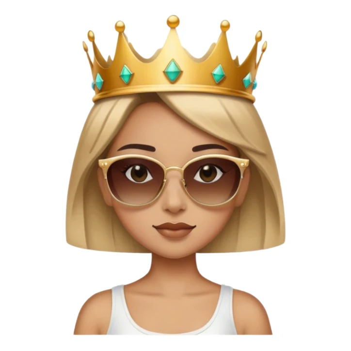 confident girl wearing sunglasses and a crown sticker