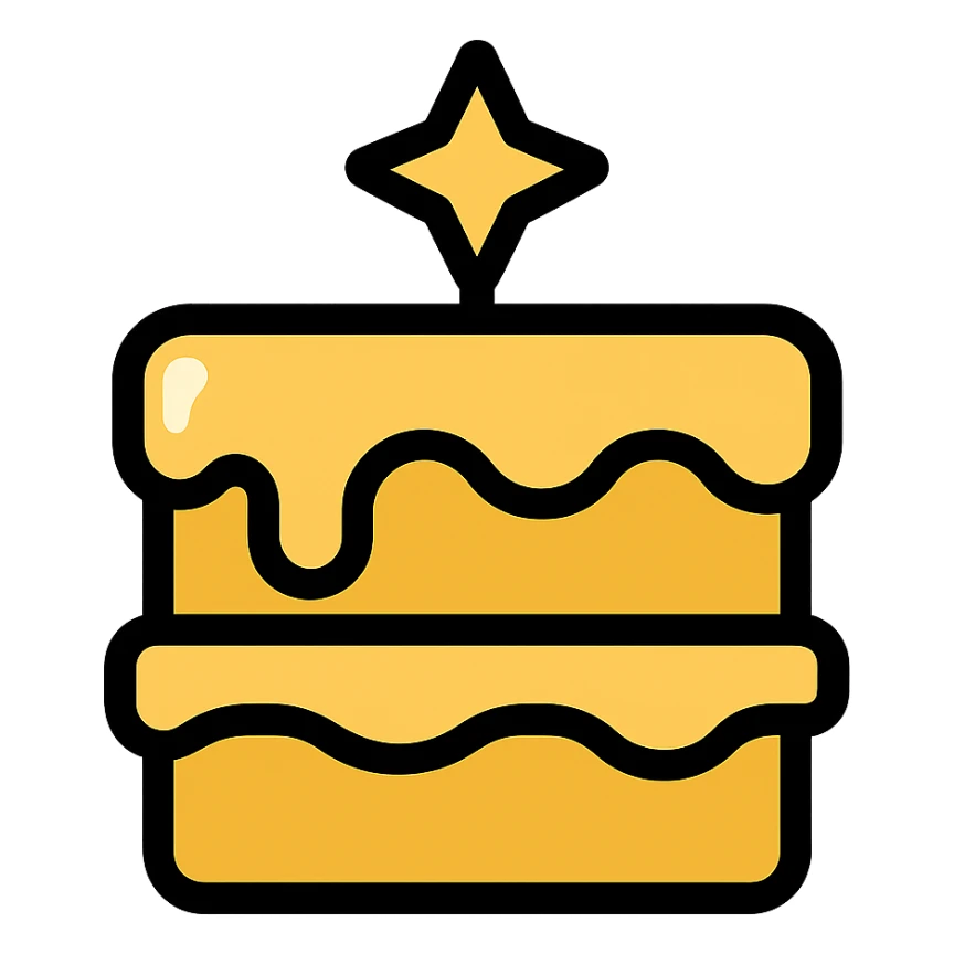 shiny golden cake sticker