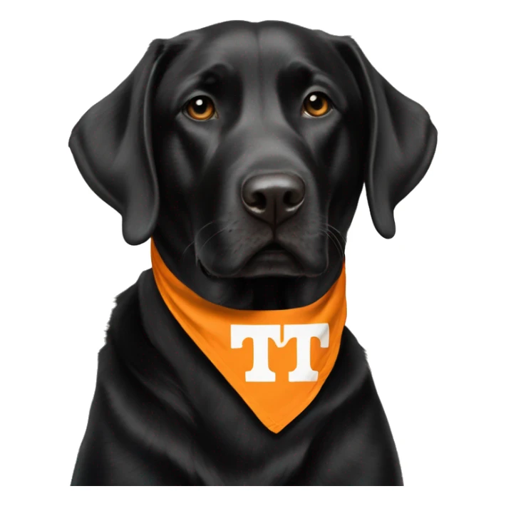Black lab dog wearing TN Vols bandana sticker
