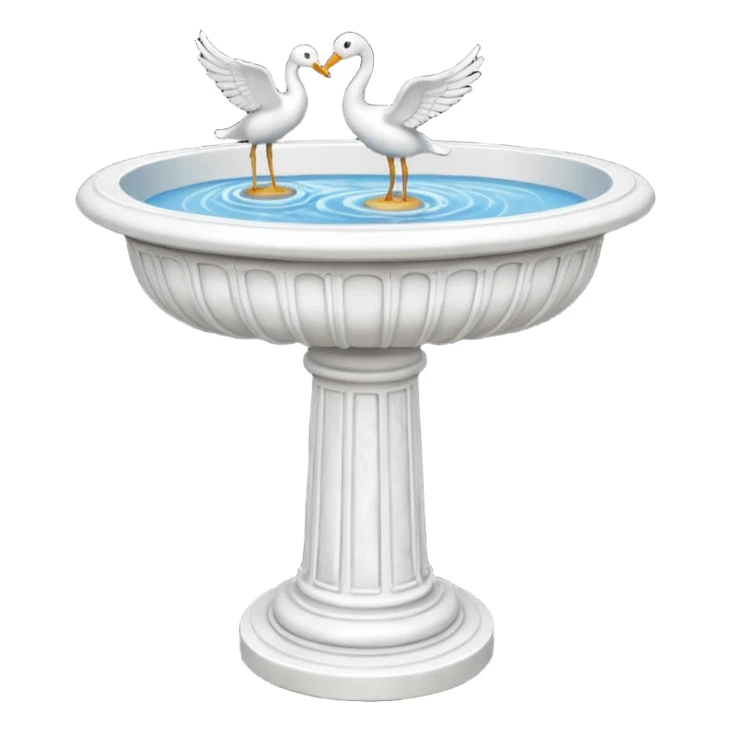 Tall water bird bath fountain made of white marble sticker
