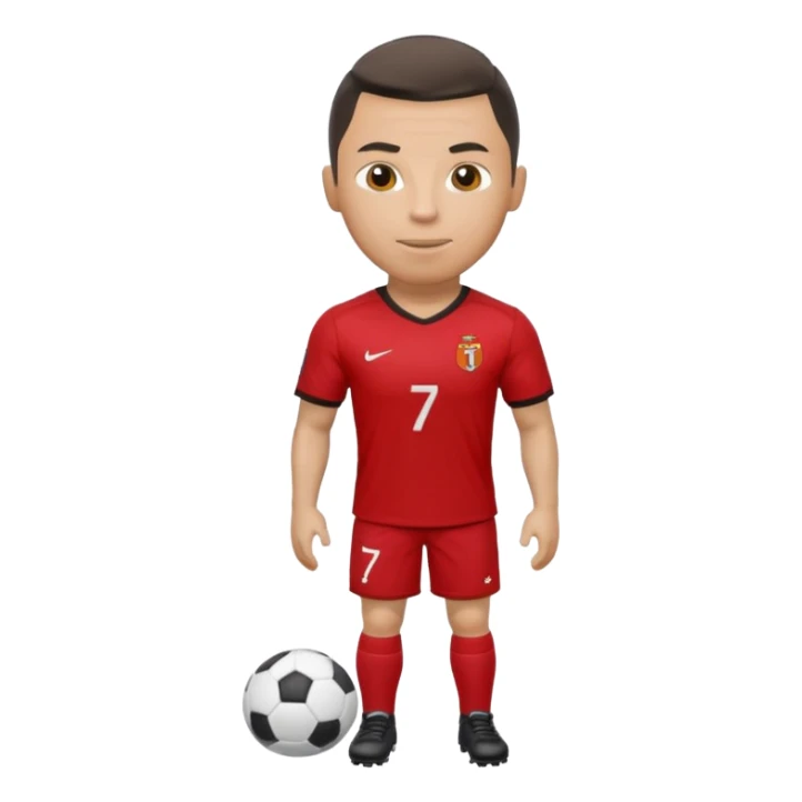 red football shirt with Ronaldo 7 on the back sticker