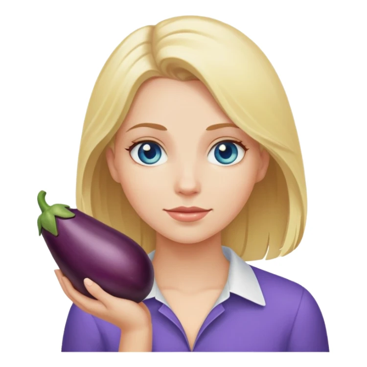 holding an eggplant white girl blonde blue eyes sticker