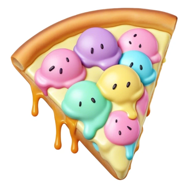 Melted neon pastel ice cream pizza slice sticker