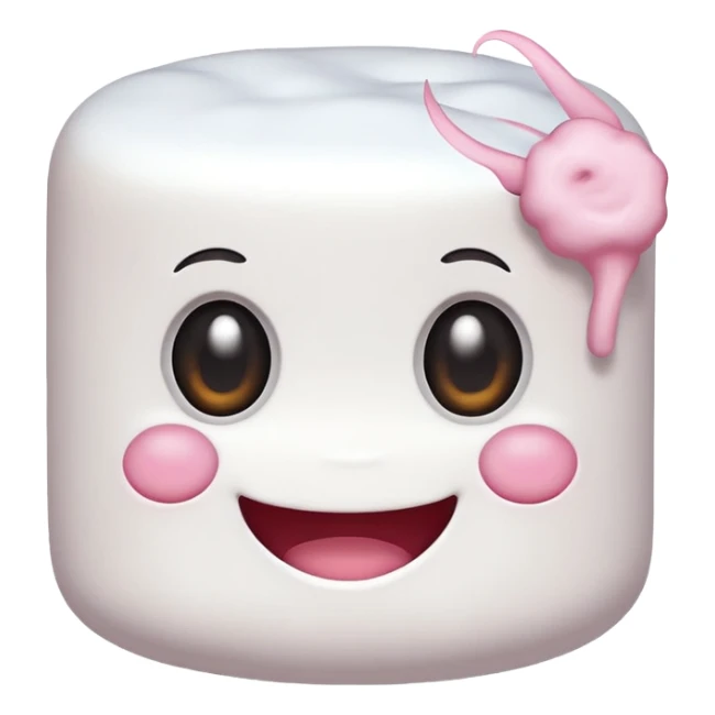 marshmallow head with X eyes and a smile, white sticker