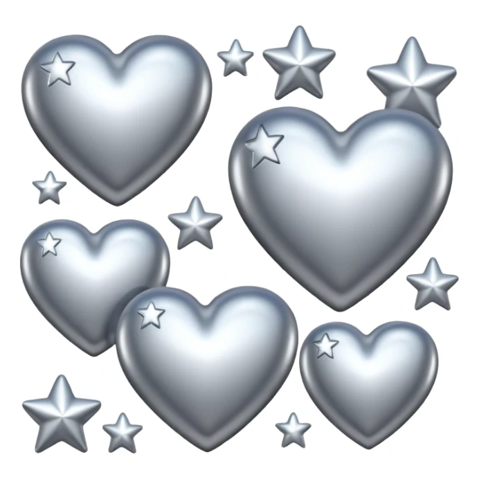 Silver hearts and stars sticker