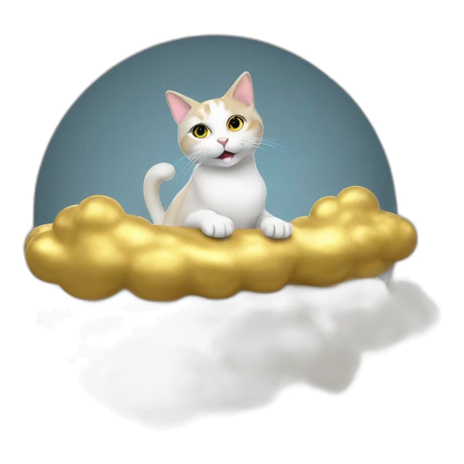 cat secretary sitting on top of the gold cloud sticker