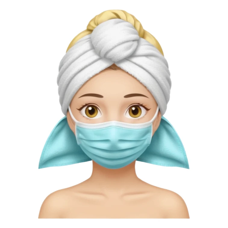 Wellness girl has a towel in her head and face mask sticker