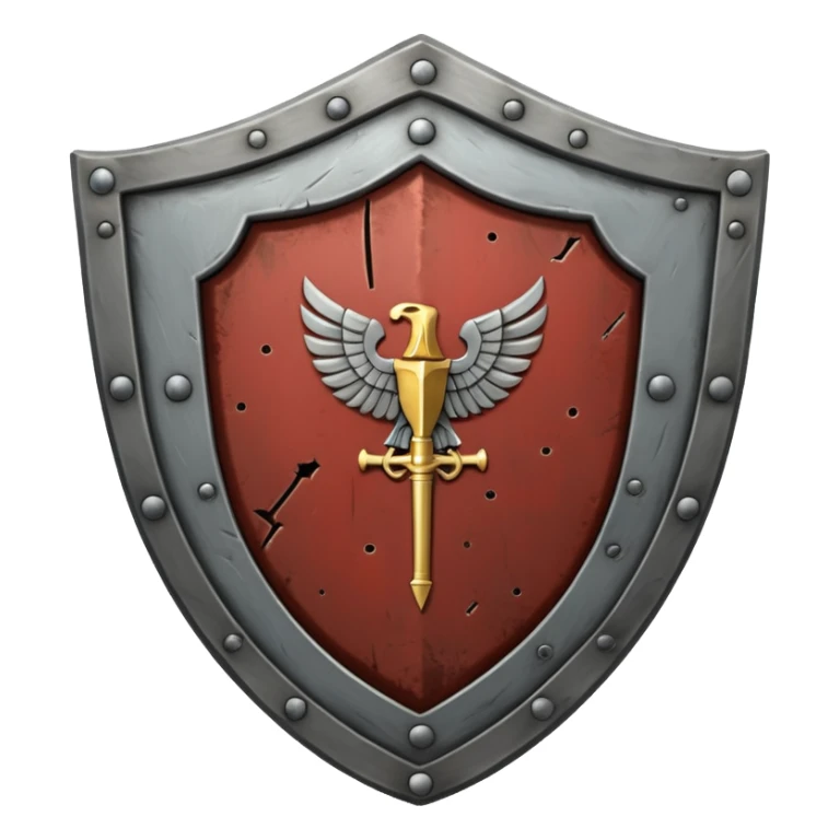 a steel shield with engraved roman numerals for zero—looks battle worn sticker