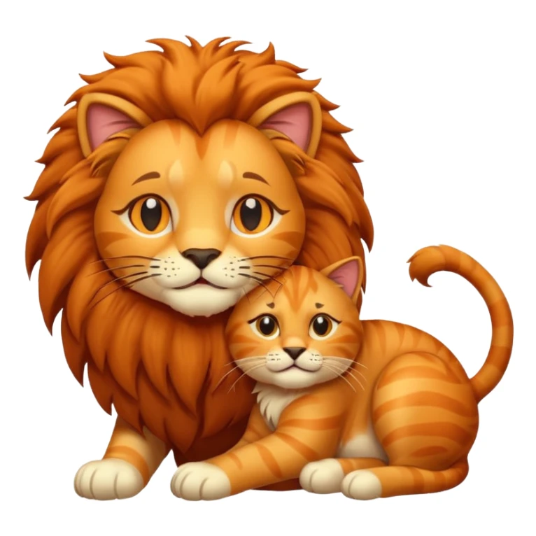 Gata masajeando el pelo de un león sticker