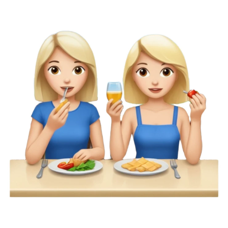 Brunette and blonde eating at a restaurant  sticker