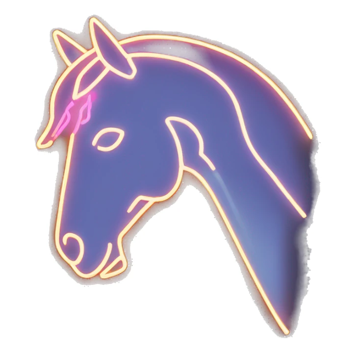 Neon sign of a horse face sticker