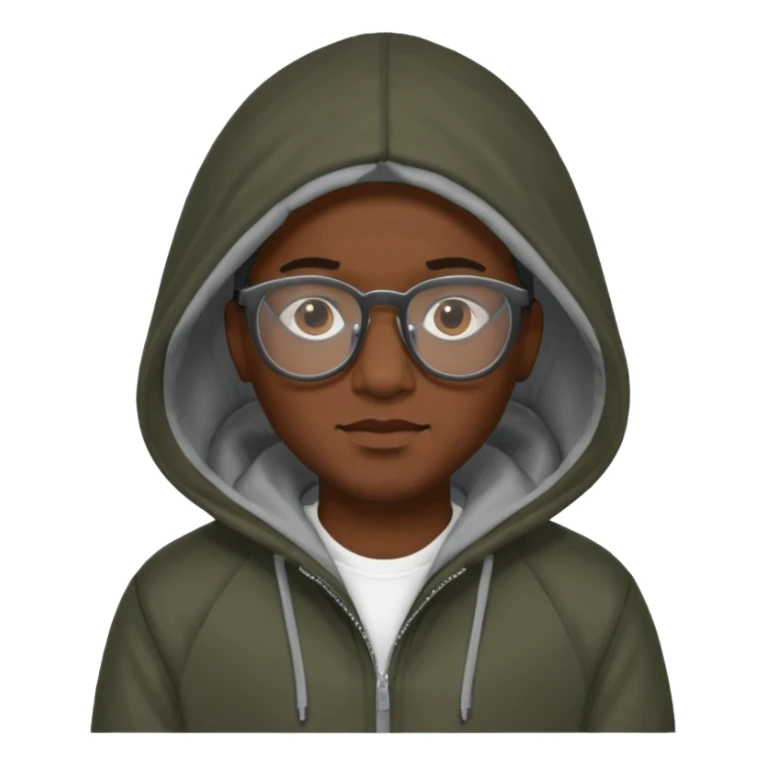 black man in hooded jackets and glasses sticker
