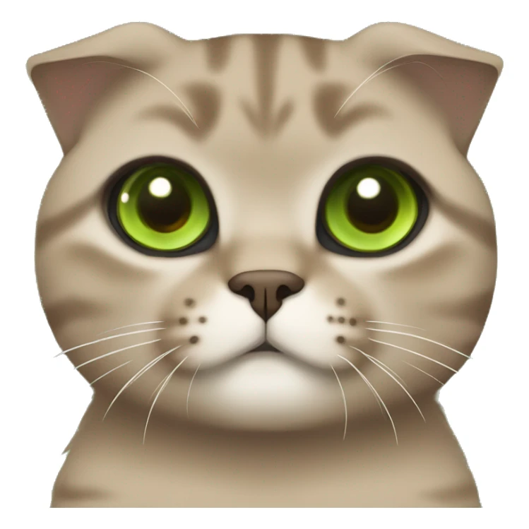 brown scottish fold cat with green eyes  sticker