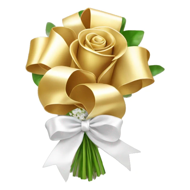 Glod ribbon with white ribbon bouquet ￼￼ sticker