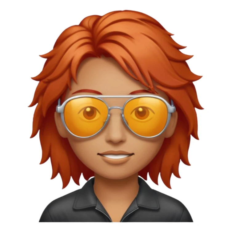 red-haired person wearing solar sunglasses, minimal details sticker