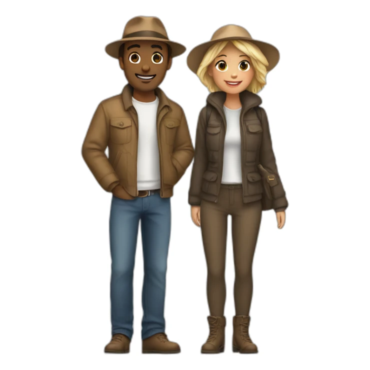 a couple in front of eiffel tower sticker