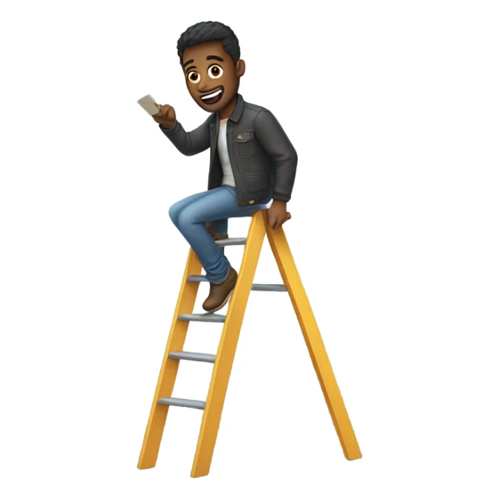 Man on latter wearing skinny jeans sticker