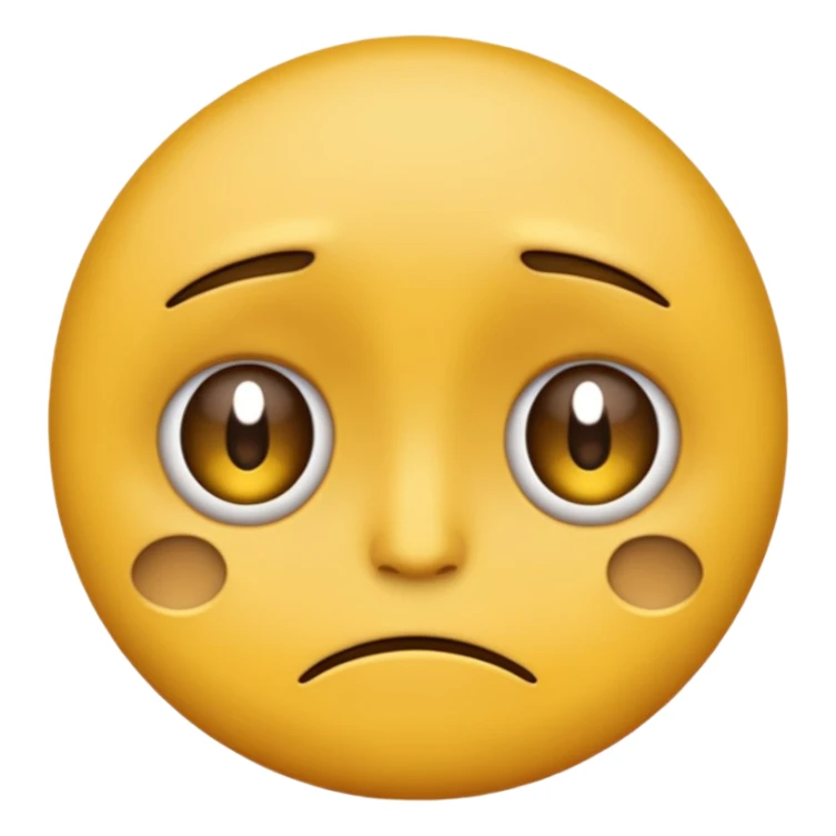 darkened yellow emoji face with wide, sad eyes and a frown sticker