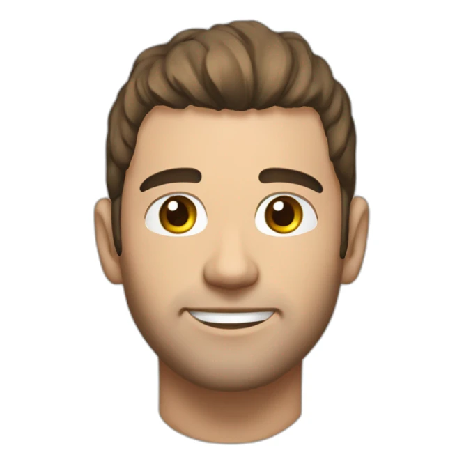 Guy with tatoo on his head and on his had that si mitsubishy and Gót brown Hair and he is white sticker