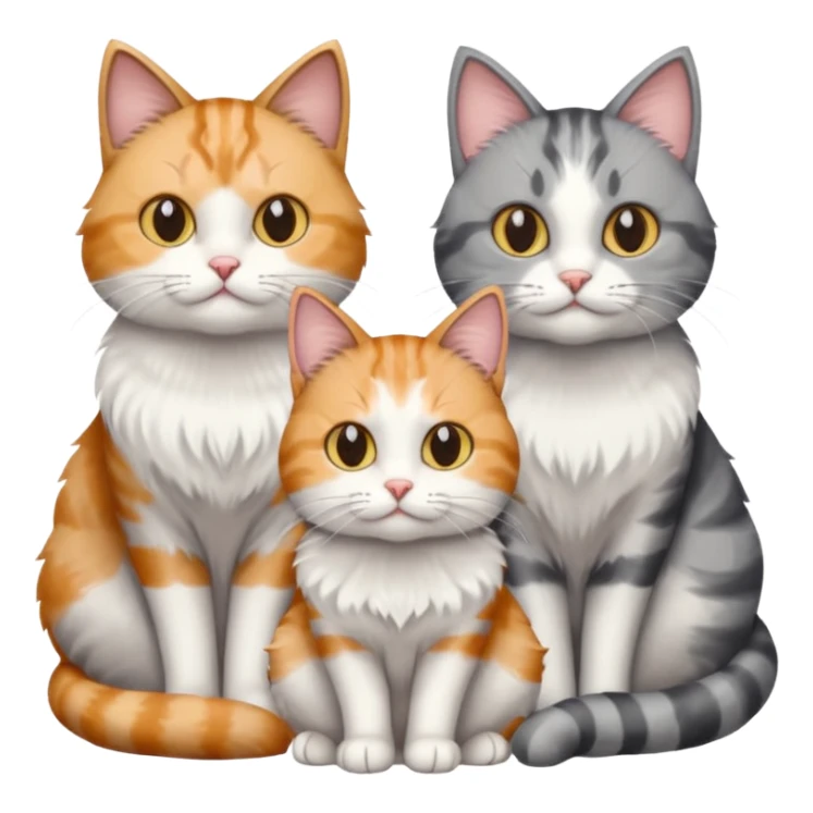 a fluffy grey and white cat sitting with 2 other cats sticker