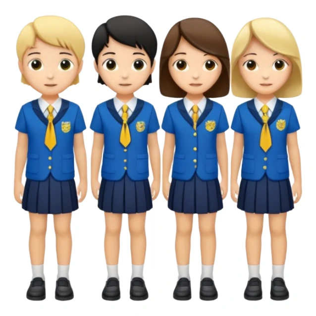 Display a complete set of women's school uniforms sticker