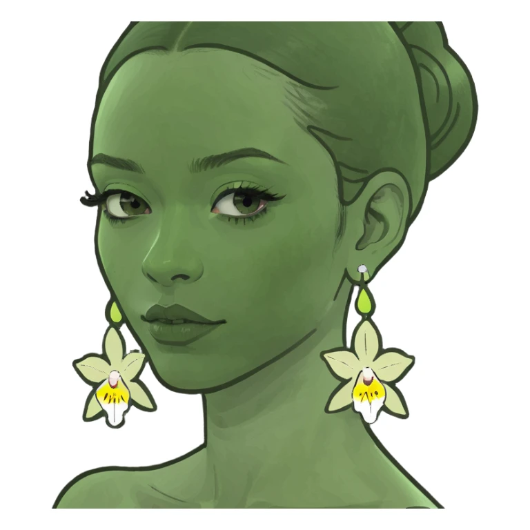 Girl with orquíds earrings  sticker