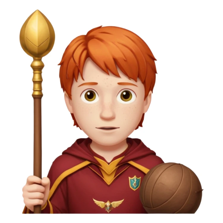 ron weasley with Quidditch Clothes holds a Quaffle  sticker
