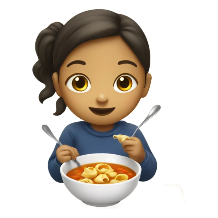 Little girl eating tortellini soup sticker