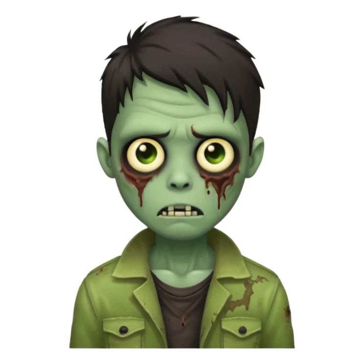 light green zombie boy emoji with dark medium hair sticker
