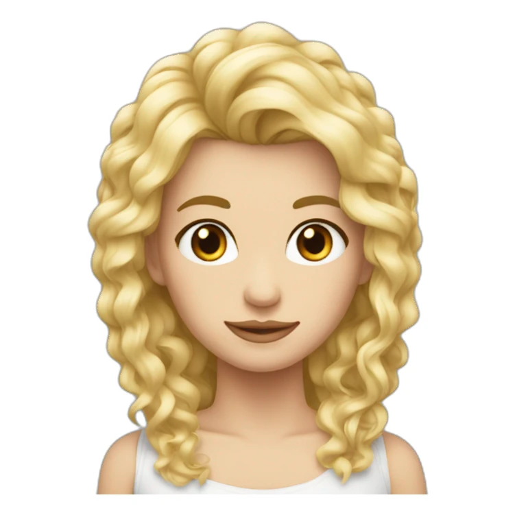 Rubia con pelo un poco ondulado y largo sin flequillo y con ojos azules  sticker