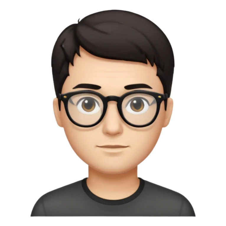a guy with short dark hair and black glasses sticker