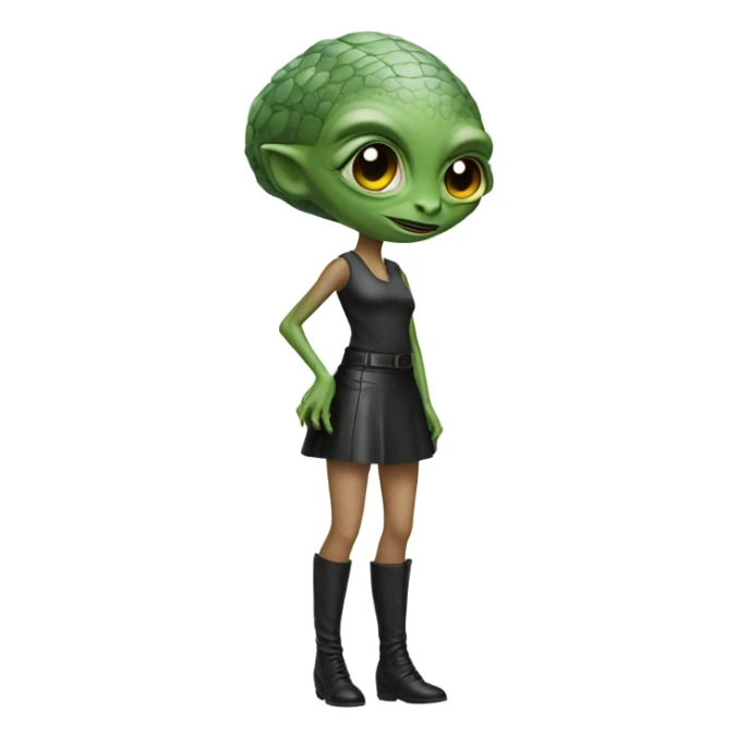 reptilian alien woman in Black leather mini skirt sticker