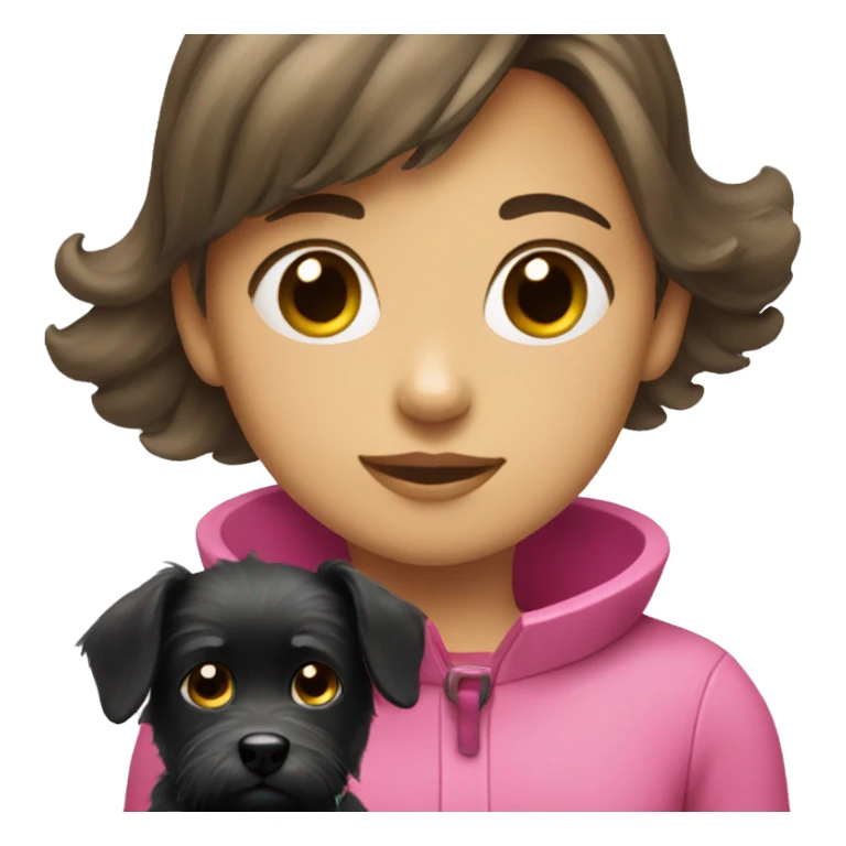 girl with little scruffy black dog in a pink collar sticker