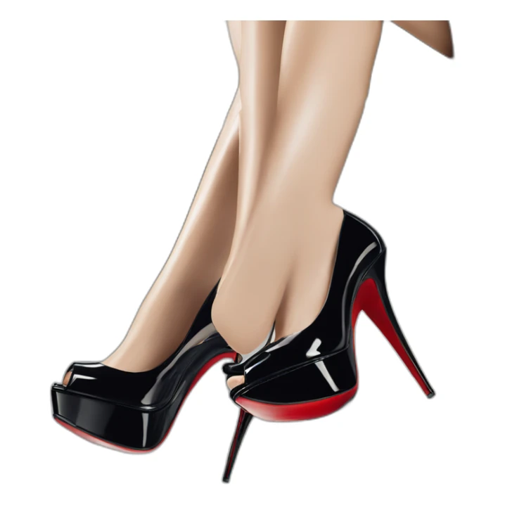View back one louboutin Black patent Leather Lady Peep Toe Platform sticker