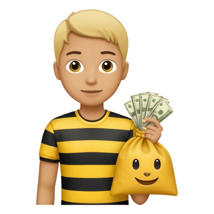 A Robber that just robes a bank** and that has yellow and black stripes that has a bag with money inside sticker