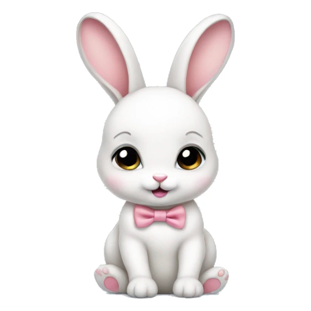 Baby bunny with coquette bow on ear sticker