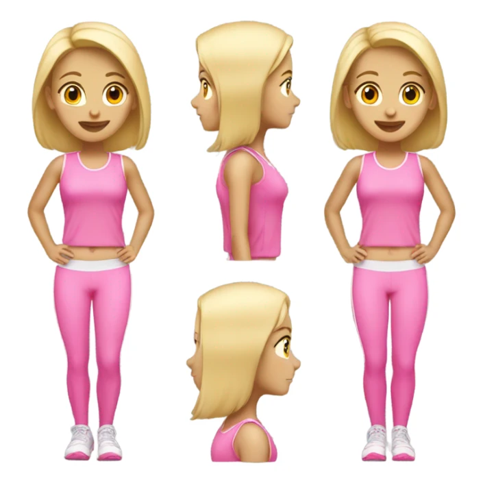 Sport walking blonde girl with pink clothes emoji sticker