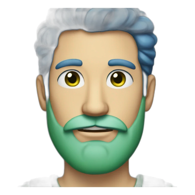 a man with a blue beard and green eyes sticker