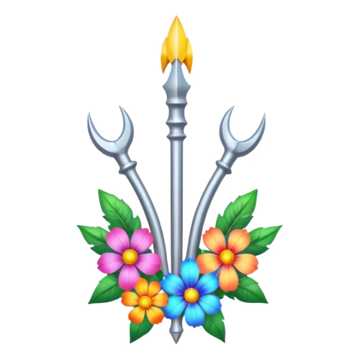 un trident normal juste il y a des fleurs entoure sticker