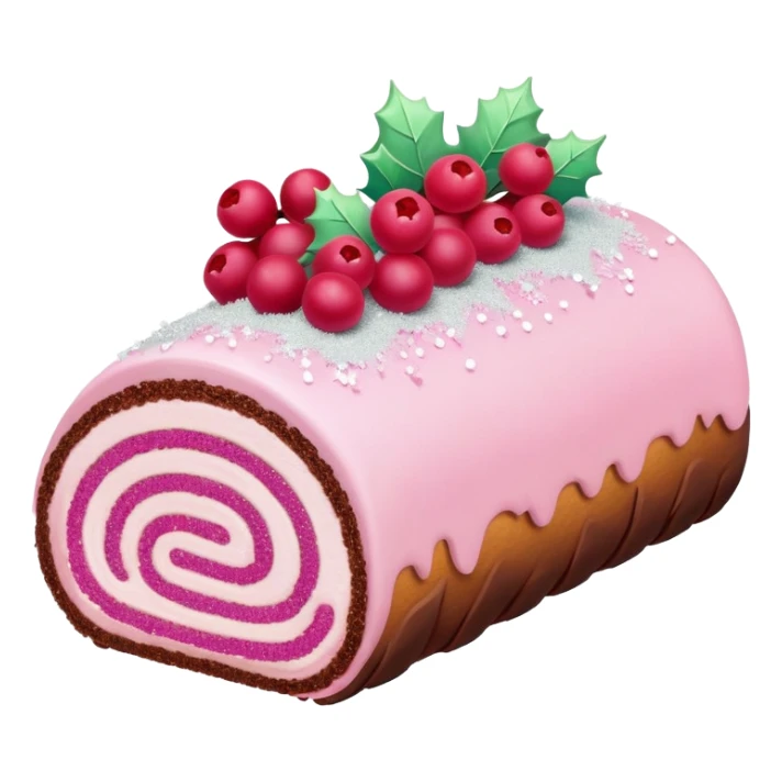 Pastel pink Yule log cake sticker