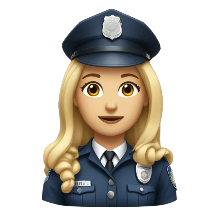 Blonde girl in a Police uniform with a long ponytail sticker