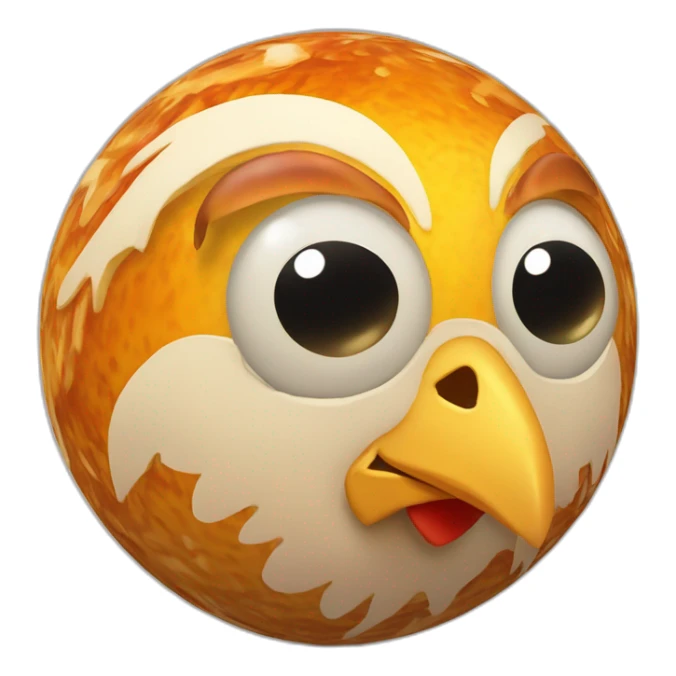 3d sphere Jupiter with a cartoon chicken skin texture with big beautiful eyes sticker