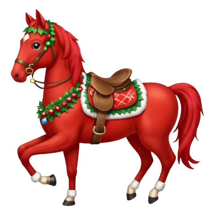Christmas red horse with a full-length sticker