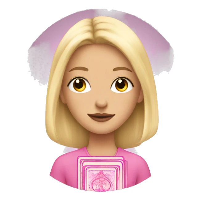 Blonde girl with pink tarot cards sticker